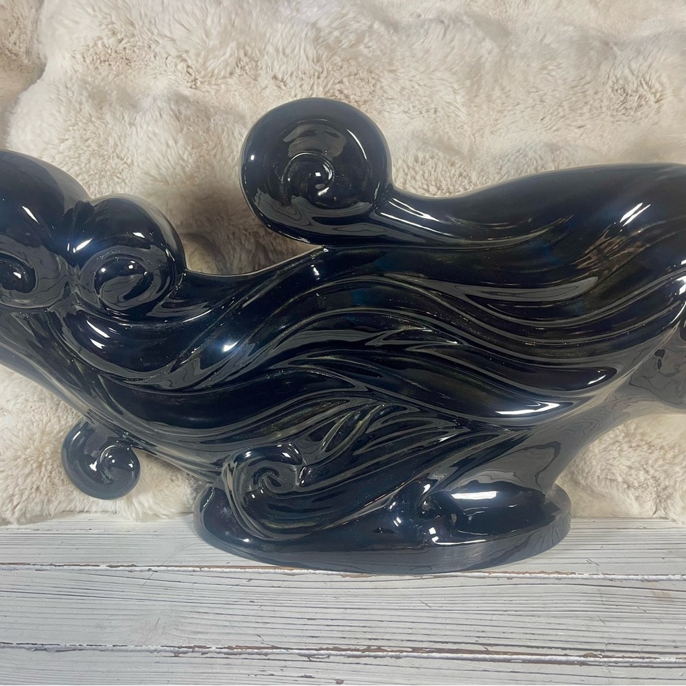 Ceramic Gloss Black Sculpture‎ Statue Women's Fashion Hair Style Beauty Mermaid - Picture 13 of 16
